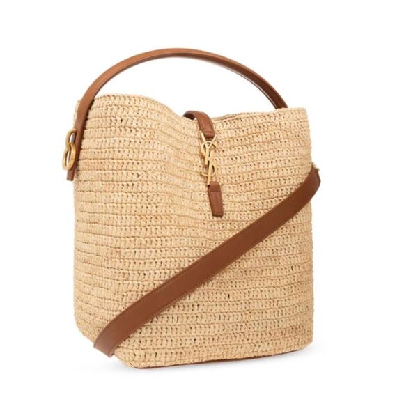 SAINT LAURENT Le 5 a 7 Leather Shoulder Bag Women NATURAL/BRICK Handbags - Picture 3 of 3